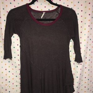 Free People Gray Long Sleeve Top